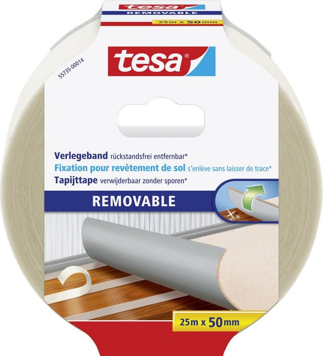 Tesa Verlegeband rückstandsfrei entfernbar 25 m x 50 mm