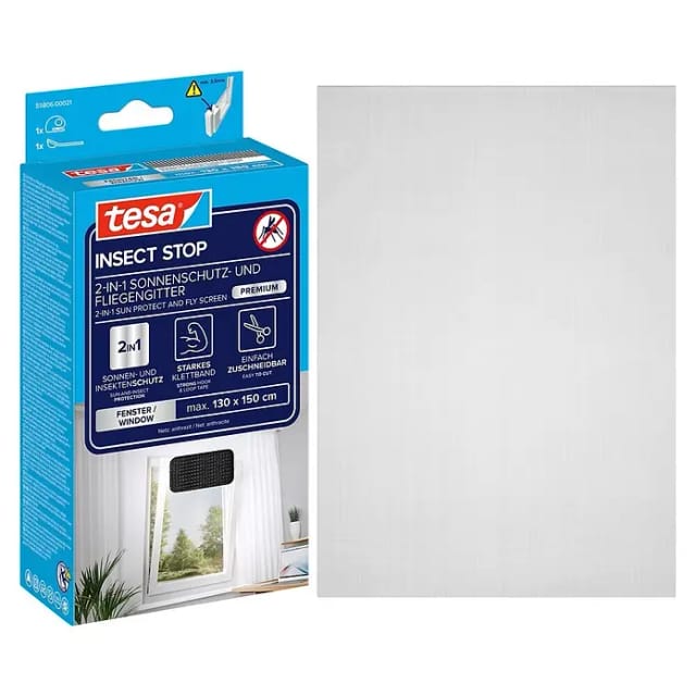 tesa® Insect Stop 2-in-1 Sonnenschutz & Fliegengitter Fenster anthrazit