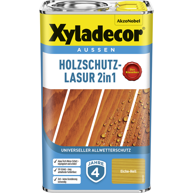 Xyladecor Holzschutz-Lasur 2in1 Eiche-Hell matt 2,5,