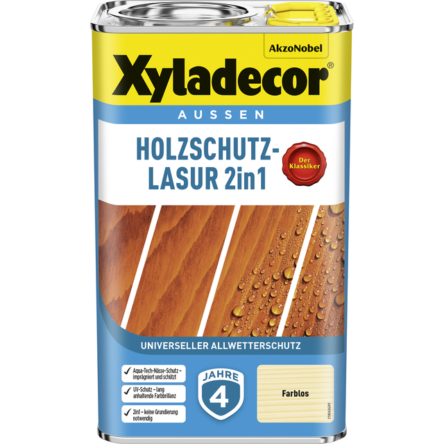 Xyladecor Holzschutz-Lasur 2in1 Transparent matt 2,5,