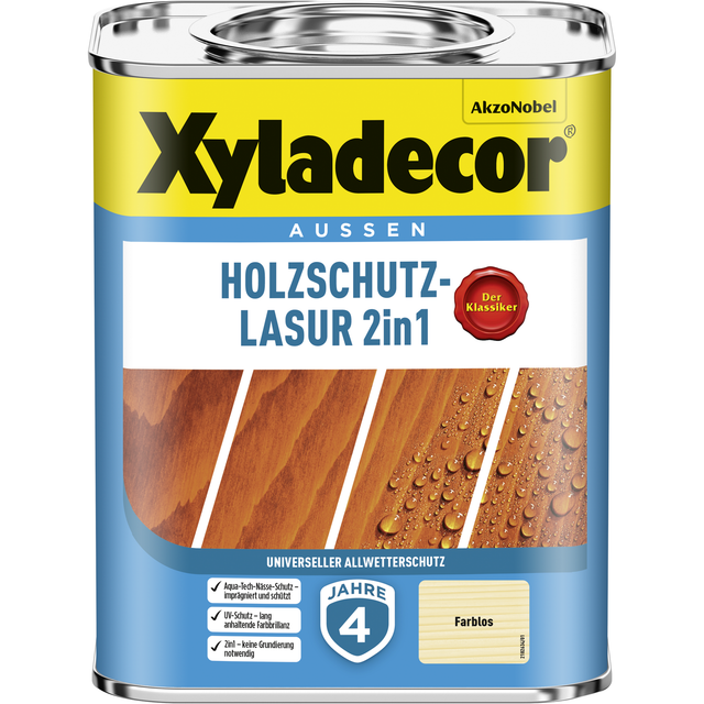 Xyladecor Holzschutz-Lasur 2in1 Transparent matt 750 ml