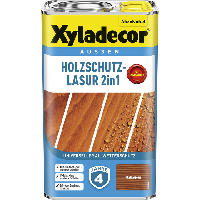 Xyladecor Holzschutz-Lasur 2in1 Mahagoni matt 2,5,