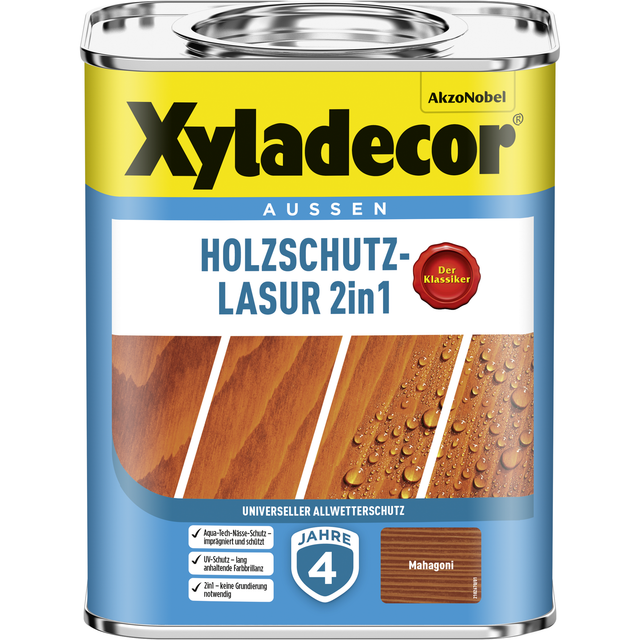Xyladecor Holzschutz-Lasur 2in1 Mahagoni matt 750 ml