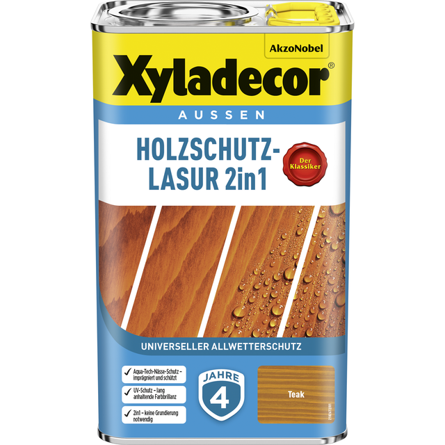 Xyladecor Holzschutz-Lasur 2in1 Teak matt 2,5,