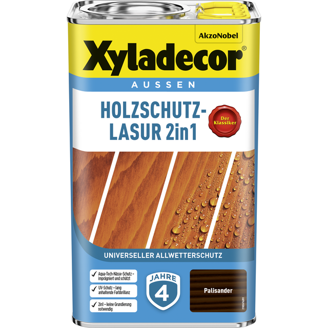 Xyladecor Holzschutz-Lasur 2in1 Palisander matt 2,5,