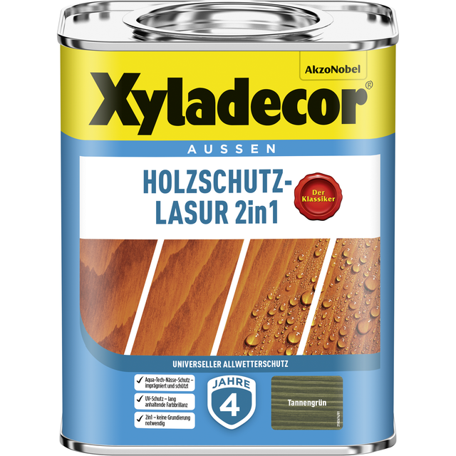Xyladecor Holzschutz-Lasur 2in1 Tannengrün matt 750 ml