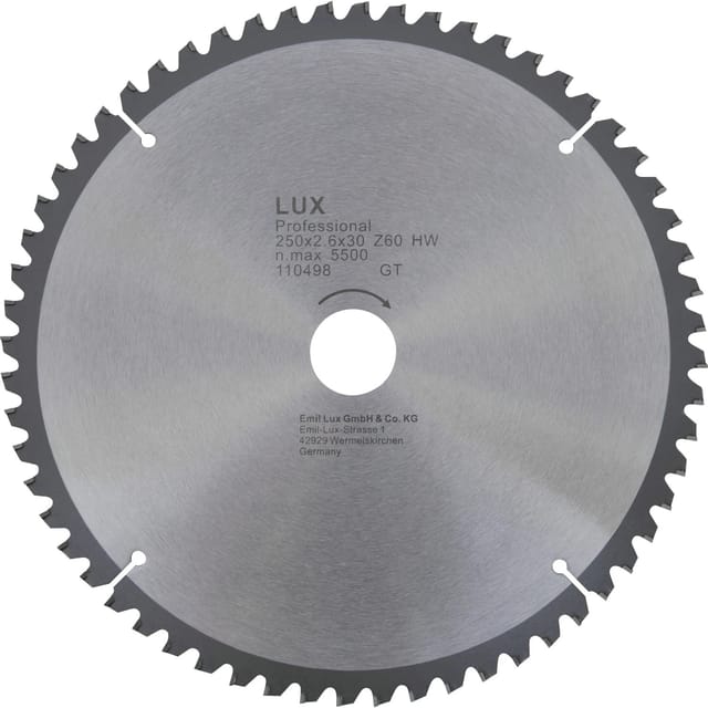 LUX-TOOLS HM-Kappsägeblatt 250 mm x 30 mm 60 Zähne