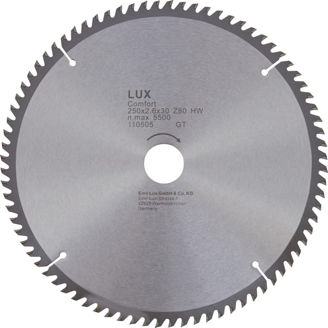 LUX-TOOLS HM-Kreissägeblatt 250 mm x 30 mm 80 Zähne