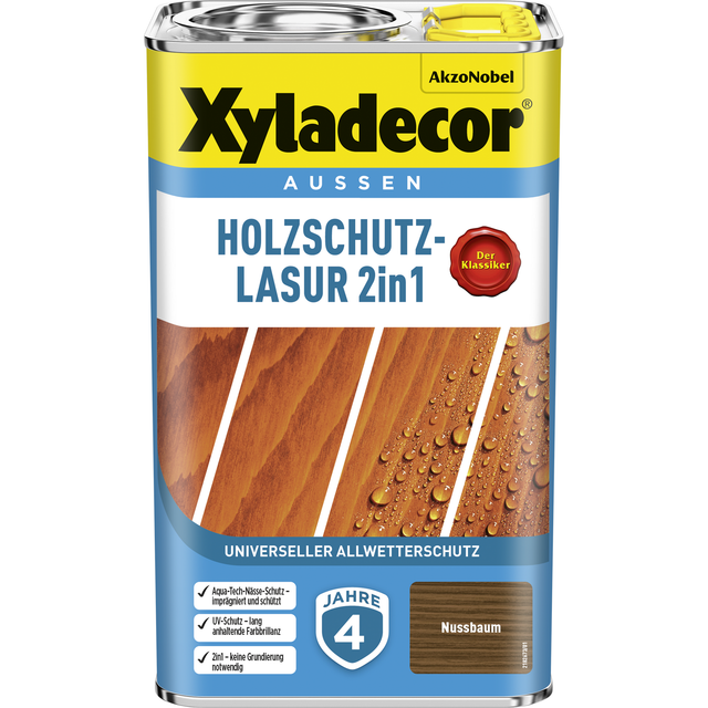 Xyladecor Holzschutz-Lasur 2in1 Nussbaum matt 2,5,