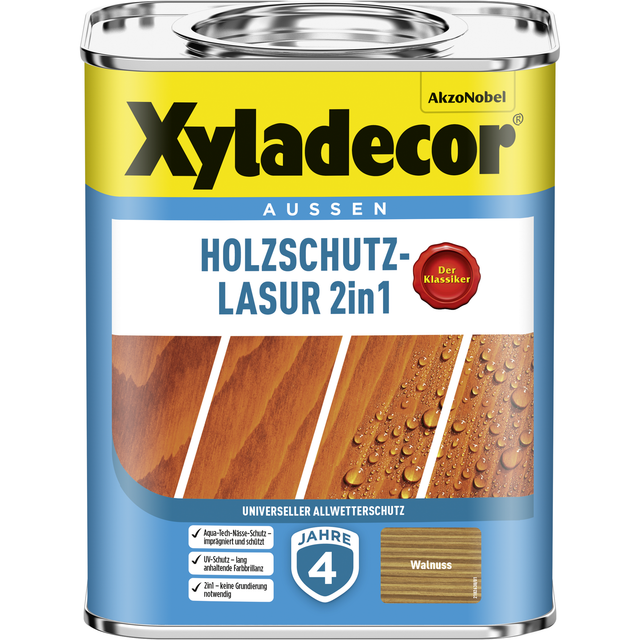 Xyladecor Holzschutz-Lasur 2in1 Walnuss matt 750 ml