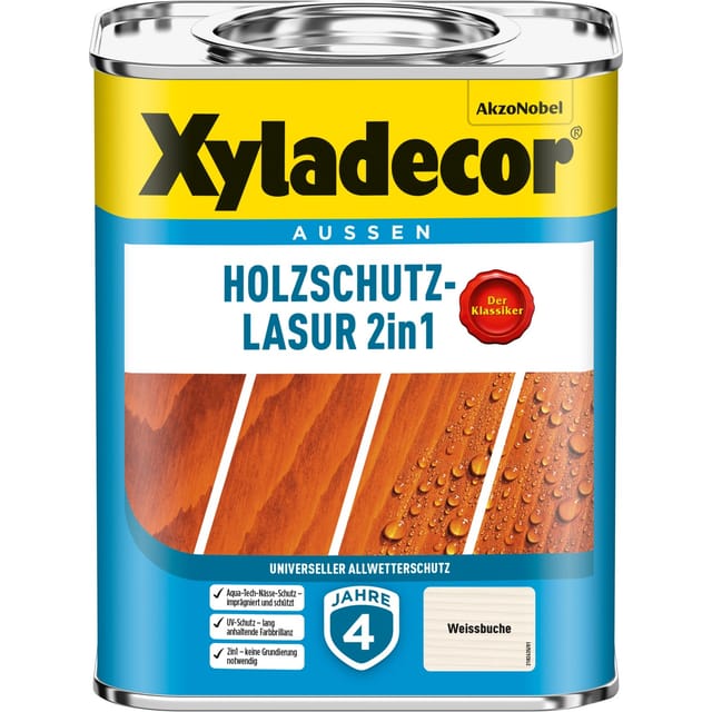 Xyladecor Holzschutz-Lasur 2in1 Weißbuche matt 750 ml