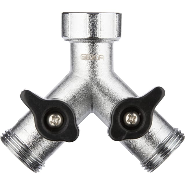 Geka plus-Zweiwegeventil Stecksystem IG 24,1 mm (3/4 Zoll) zu 2 AG 26,4 mm (3/4 Zoll)