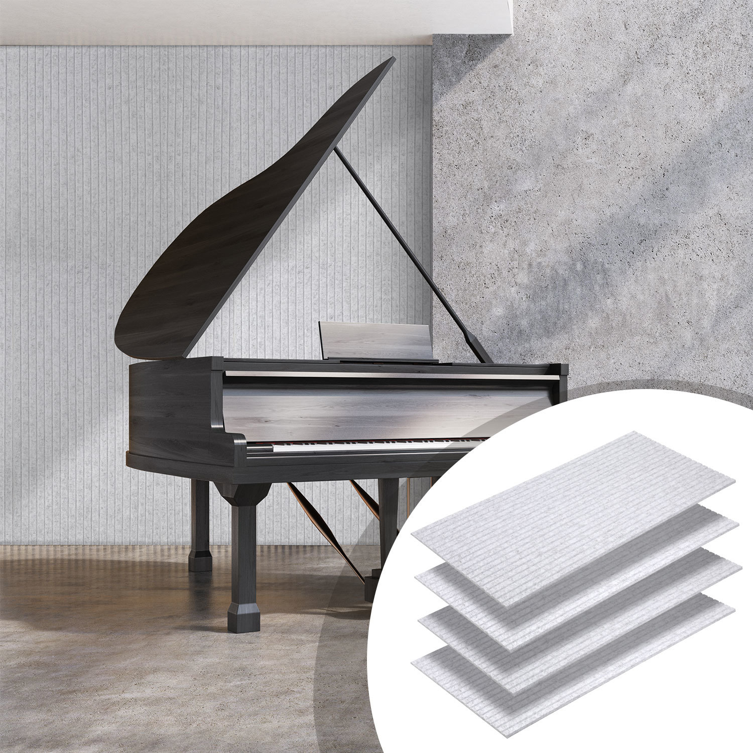 Tolletour Akustikpaneele Selbstklebend, 4 Stück Akustikplatten Aus Filz 120 X 60 X 0,9 Cm Grau, Schallabsorber Mit Vertikalen Rillen