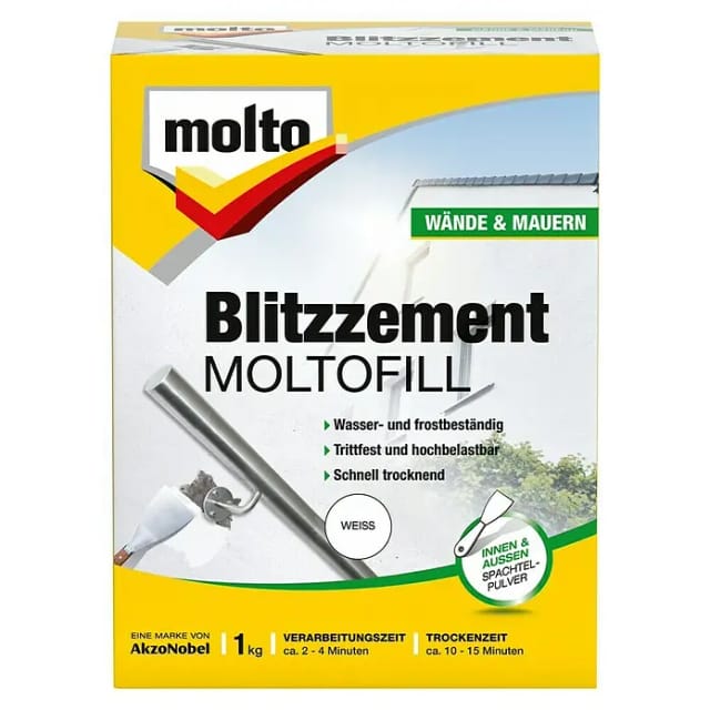Molto Blitzzement Moltofill Außen- und Innen-Spachtelpulver Weiß 1 kg