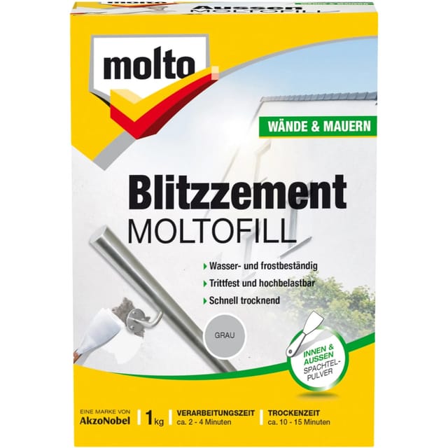 Molto Blitzzement Moltofill Außen- und Innen-Spachtelpulver Grau 1 kg