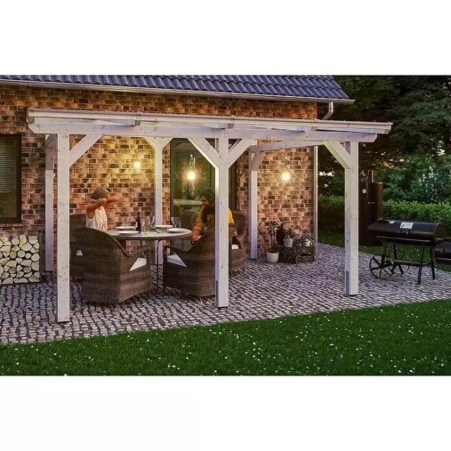 Skan Holz Terrassenüberdachung Siena 434 x 250 cm Leimholz Weiß