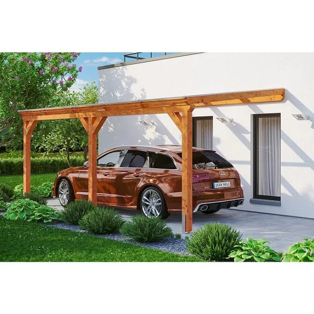 Skan Holz Carport Vogtland 300 cm x 541 cm Eiche hell