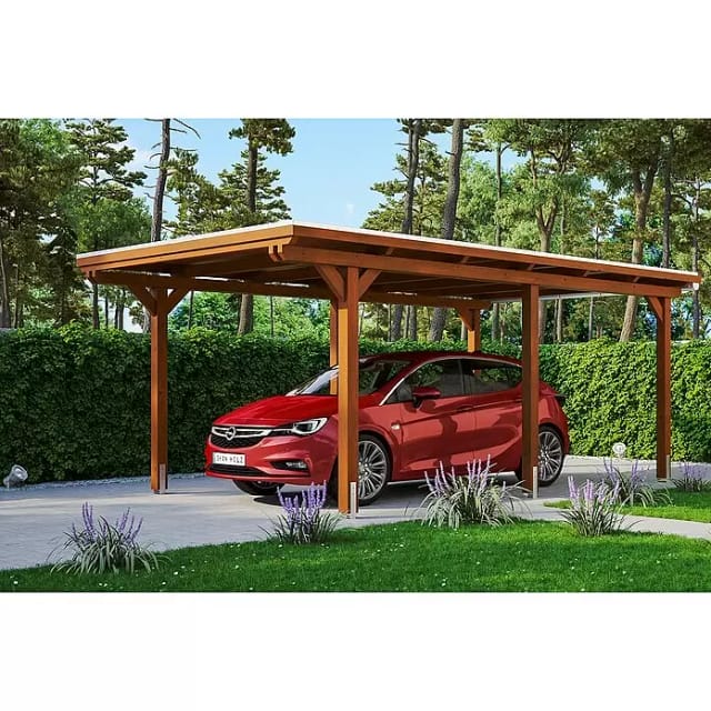 Skan Holz Carport Emsland 354 cm x 604 cm Nussbaum