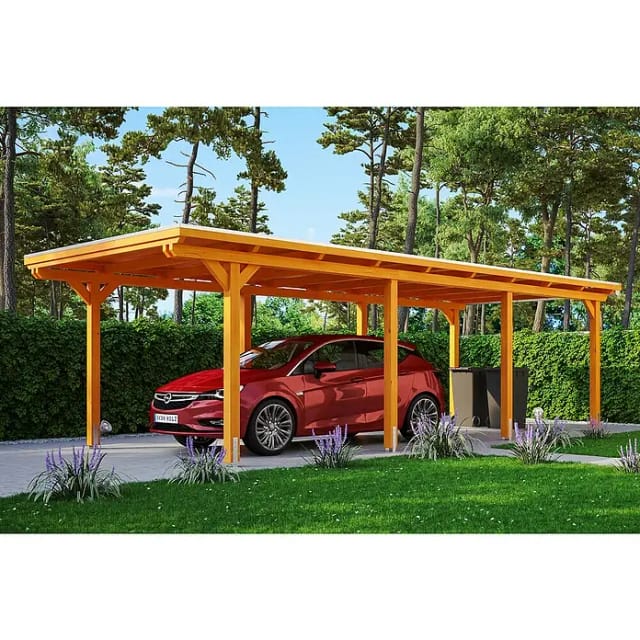 Skan Holz Carport Emsland 354 cm x 846 cm Eiche hell