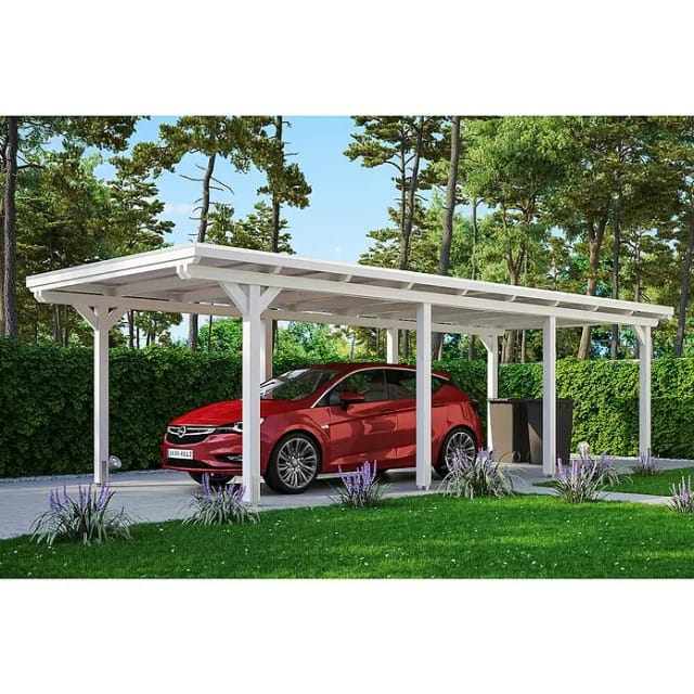 Skan Holz Carport Emsland 354 cm x 846 cm Weiß