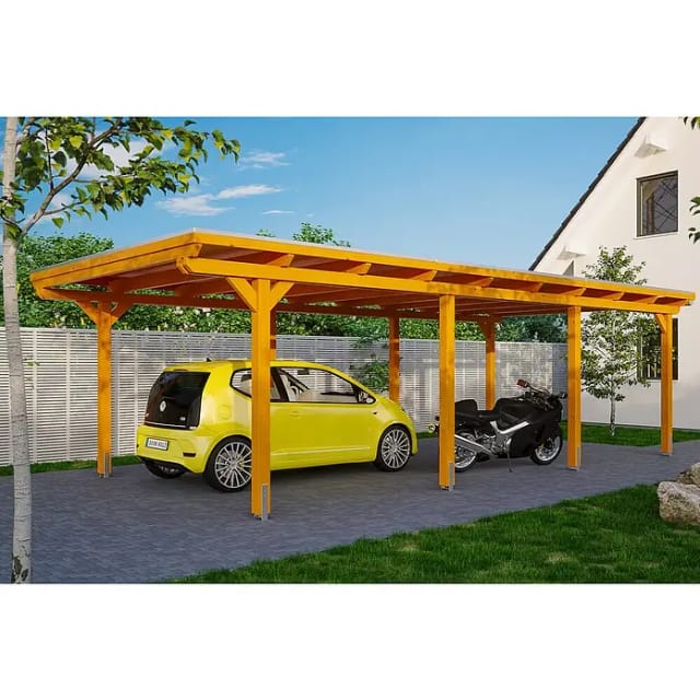 Skan Holz Carport Emsland 404 cm x 846 cm Eiche hell