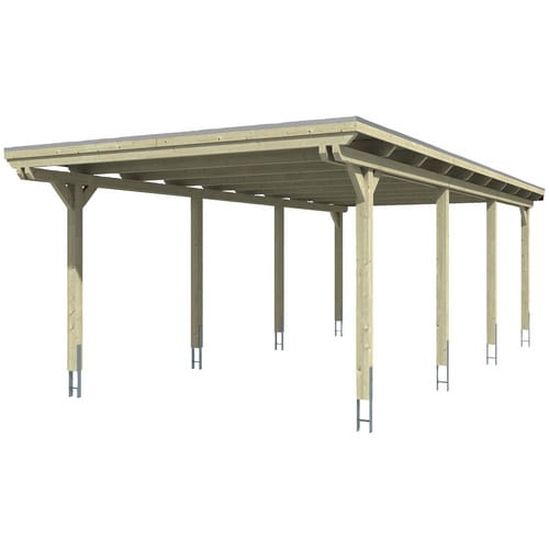 Skan Holz Einzelcarport Leimholz Nussbaum 404 cm x 846 cm