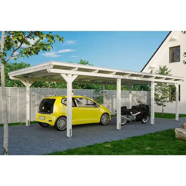 Skan Holz Carport Emsland 404 cm x 846 cm Weiß