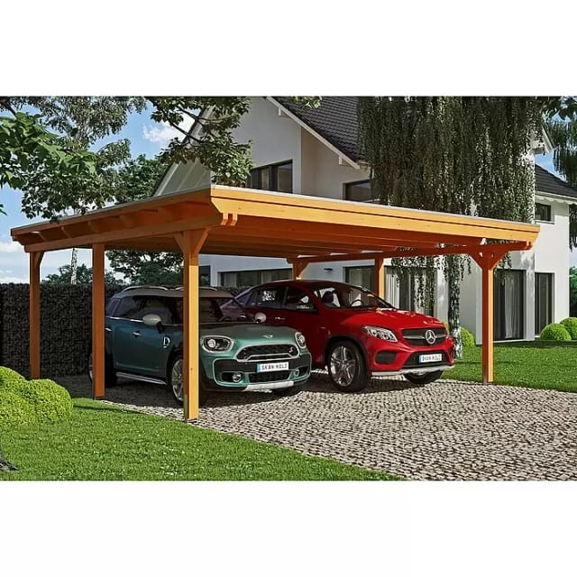Skan Holz Carport Emsland 613 cm x 604 cm Eiche hell