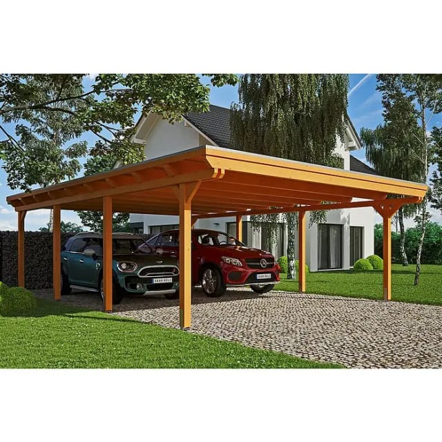 Skan Holz Carport Emsland 613 cm x 846 cm Eiche hell