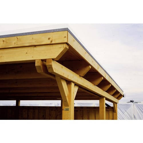 Skan Holz Doppelcarport Leimholz Eiche hell 613 cm x 846 cm