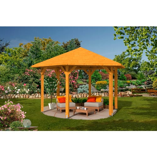 Skan Holz Pavillon Nancy 3 Leimholz 480 cm x 416 cm Eiche hell