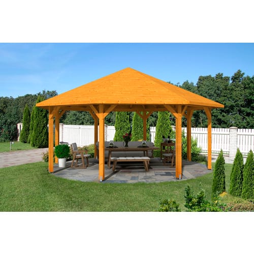 Skan Holz Pavillon Nice 4 Leimholz 630 cm x 630 cm Eiche hell
