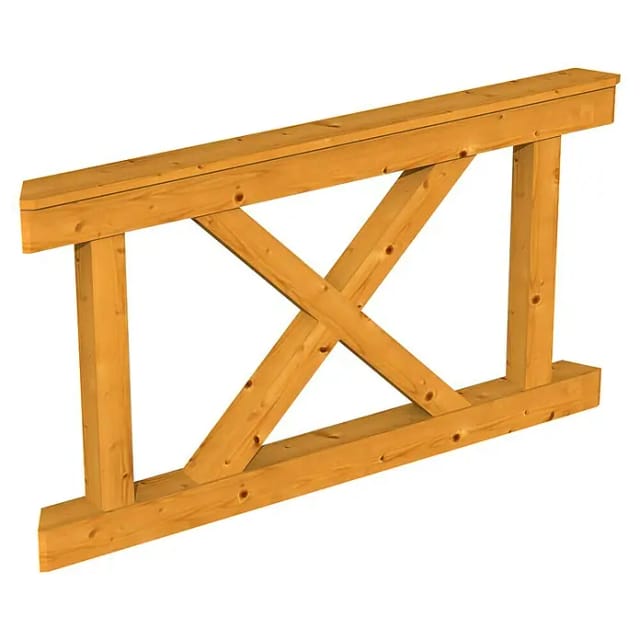 Skan Holz Brüstung Andreaskreuz 150 x 84 cm Fichte Eiche hell