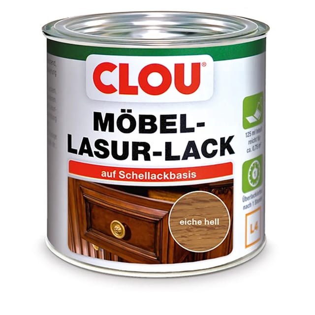 Clou Möbel-Lasur-Lack Eiche Hell 125 ml