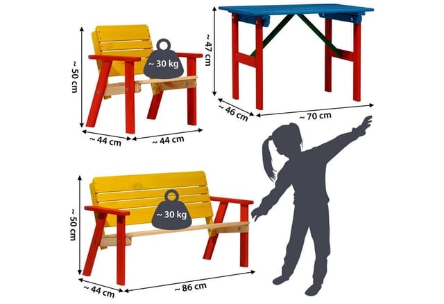 Dobar Kindersitzgarnitur 4-teilig mit Kindertisch Mehrfarbig FSC®