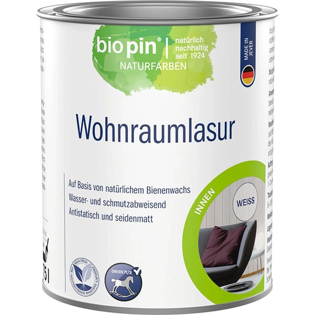 Biopin Wohnraumlasur Weiß 750 ml