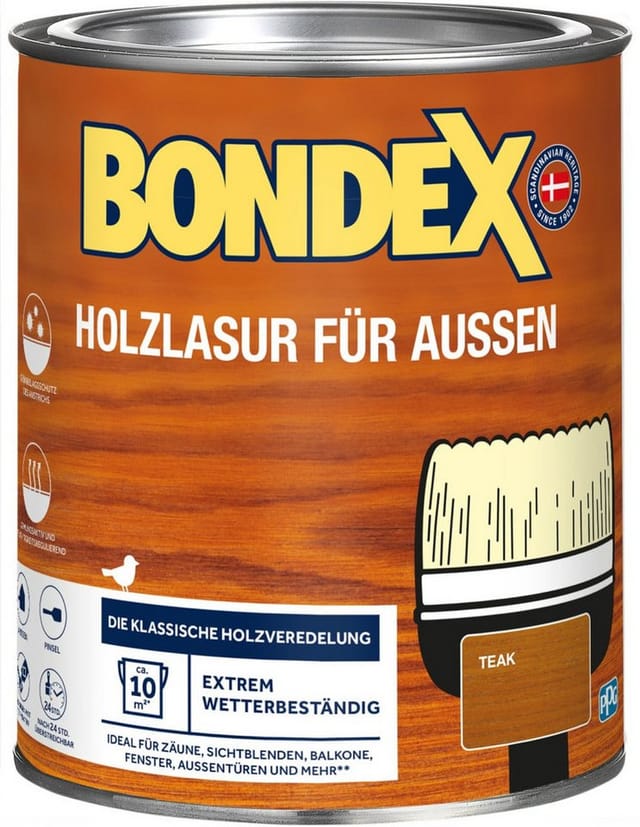 Bondex Holzlasur für Außen Teak seidenglänzend 750 ml