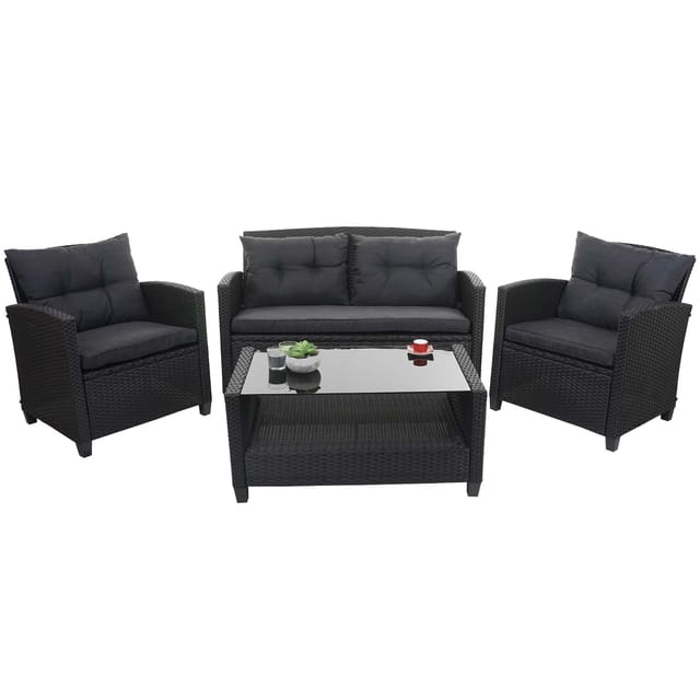 MCW XXL Poly-Rattan Garnitur F10 4-tlg Anthrazit