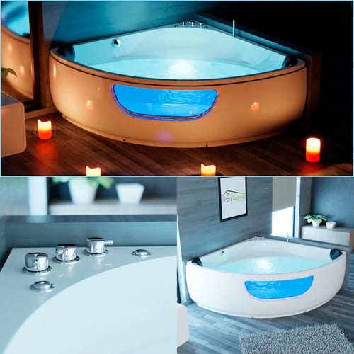 Tronitechnik Whirlpool Badewanne Eckwhirlpool Paros 135Cm X 135Cm Acrylwanne 2 Pers 12 Düsen Sanitaeracryl
