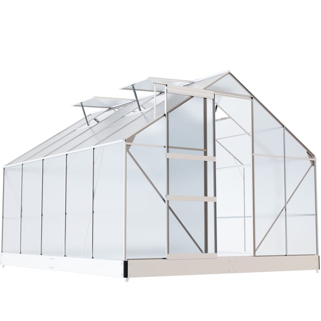 Garmio Gewaechshaus Arona 310X250Cm Für Den Garten Alu Frühbeet Inklusive Fundament 4 Dachfenster Treibhaus Aufzucht