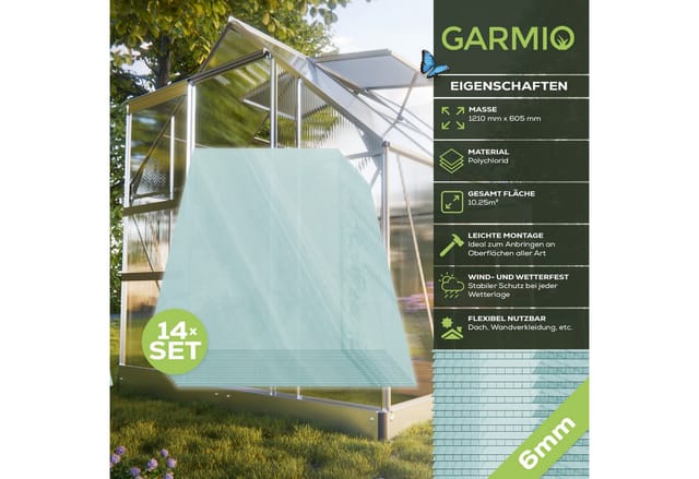 GARMIO® 14x Hohlkammerstegplatten ACRI 6mm 10,25 m² Doppelstegplatte 121x60,5 cm