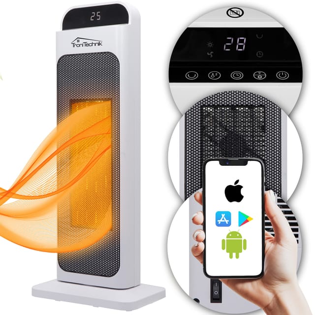 TroniTechnik Turm-Keramikheizer Heizlüfter 2000 Watt WIFI / APP Fernbedienung Oszillation