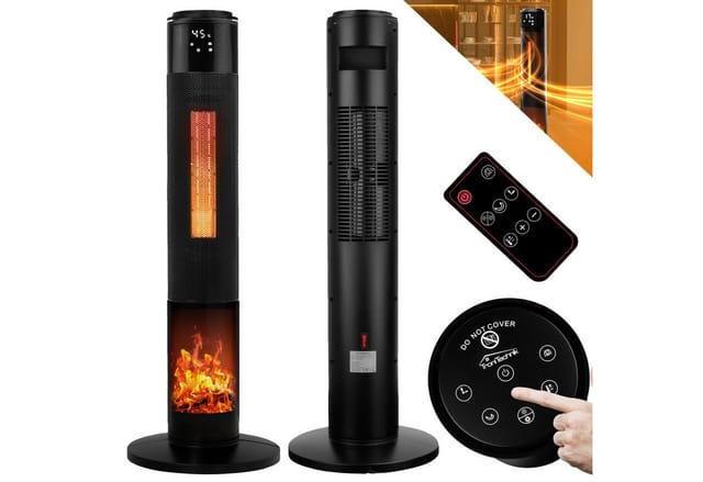Tronitechnik Ptc Turmheizer Keramikheizer Elektrokamin Mit Heizung Und Kaminfeuer 2000 Watt Heizlüfter Oszillation