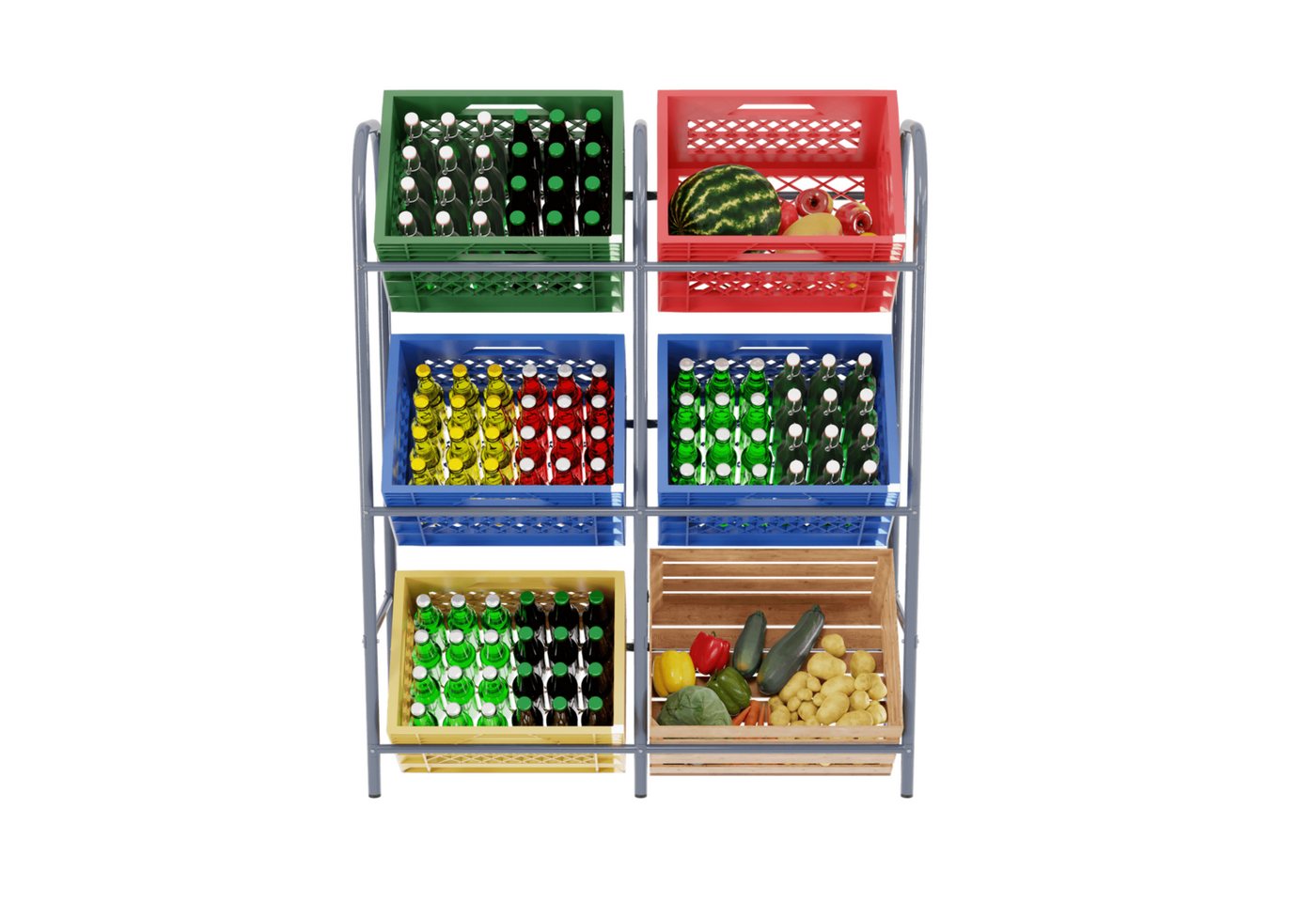 Tronitechnik Getraenkekistenregal Getraenkeregal Kistenregal Metall Regal 6 Kaesten Bierkastenstaender Kistenstaender