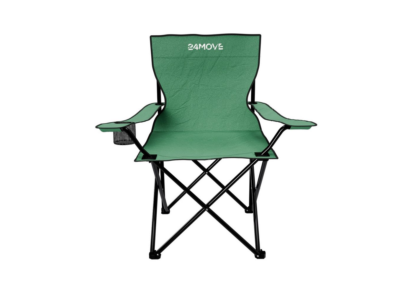 24Move Campingstuhl Faltstuhl Grün Mit Getraenkehalter Tragetasche Outdoor Faltbar Max 100Kg Anglerstuhl Polyester Bild 2