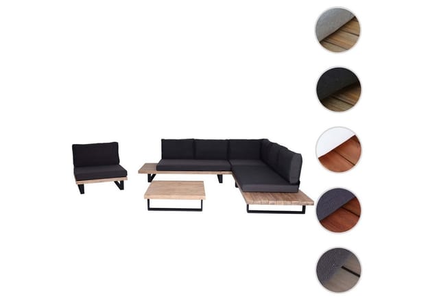 MCW Garten-Garnitur H54 4er-Set Hellbraun Polster Dunkelgrau