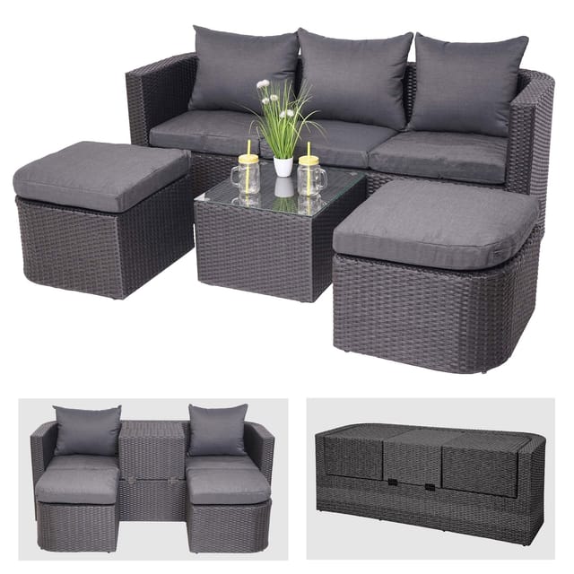 MCW Lounge-Set J37 4-Teilig Anthrazit Kissen Dunkelgrau