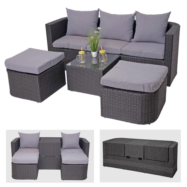MCW Lounge-Set J37 4-Teilig Anthrazit Kissen Hellgrau