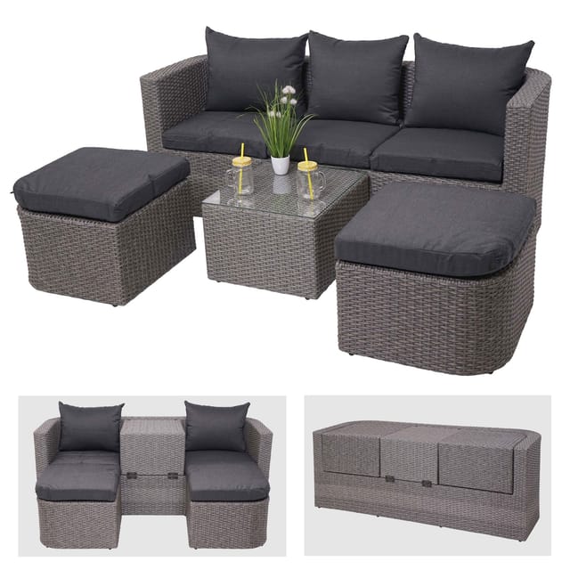MCW Lounge-Set J37 4-Teilig Grau Kissen Anthrazit