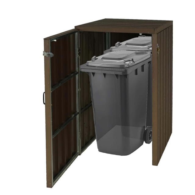 MCW 1-/2er WPC-Mülltonnenverkleidung J28 Braun 117x80x105cm